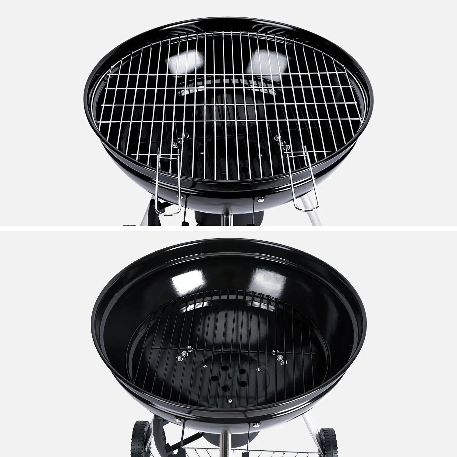 Portable Charcoal BBQ Grill with Lid & Wheels – Outdoor Kettle Barbecue image 4