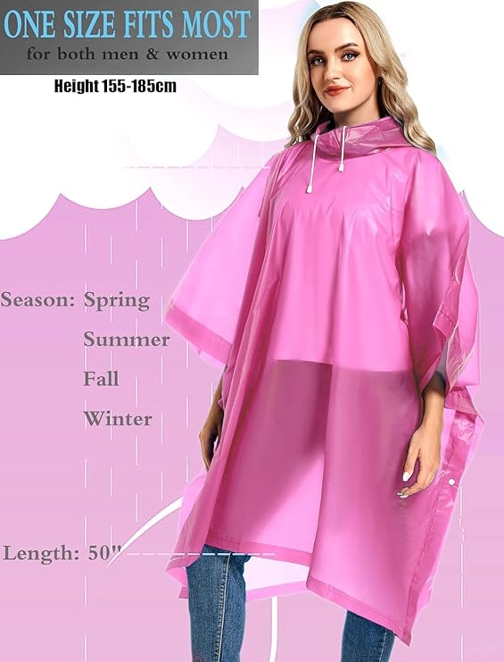Raincoat For Men & Women Waterproof Transparent Hooded Water Resistant Rain Coat/Jacket Boys & Girls raincoats - Pink image 5