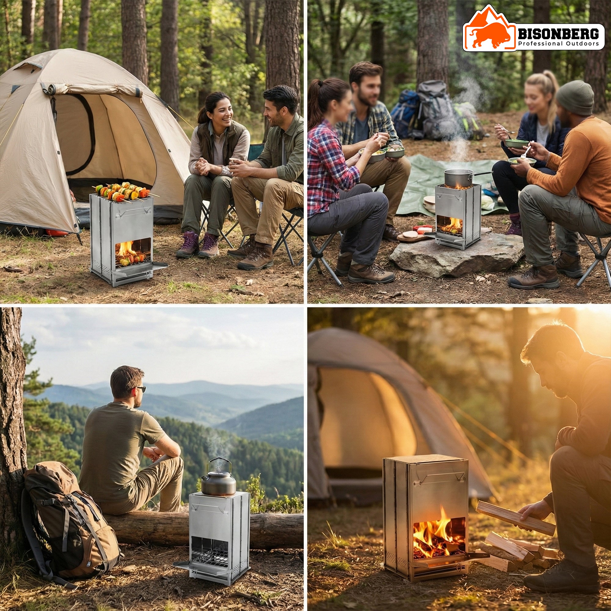Stainless Steel Portable Camping Stove – Foldable Wood Burning Outdoor Cooker image 1