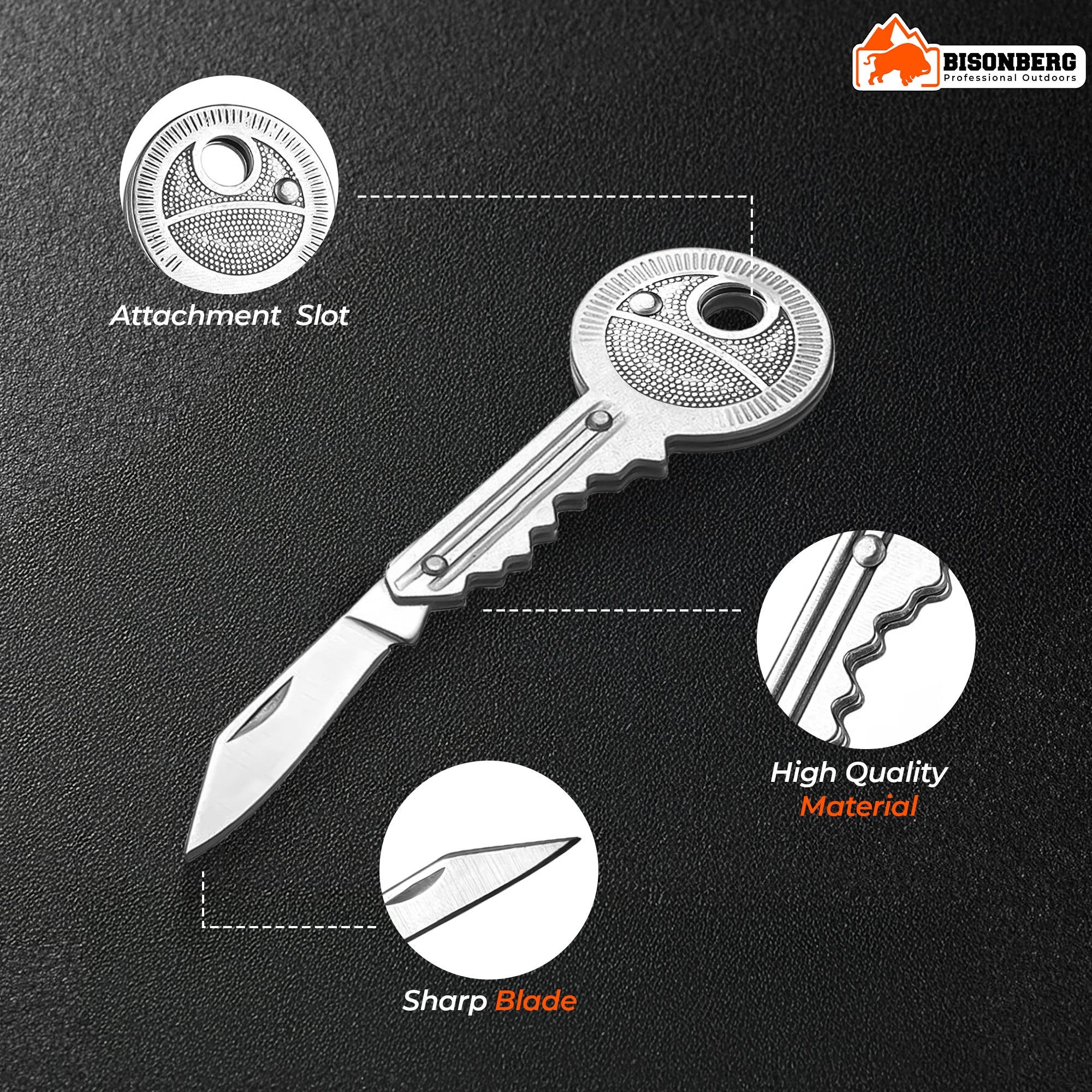 Key Pocket Knife, Stainless Steel Mini Cutter Tool for Unpacking, Camping, Multipurpose Use image 1