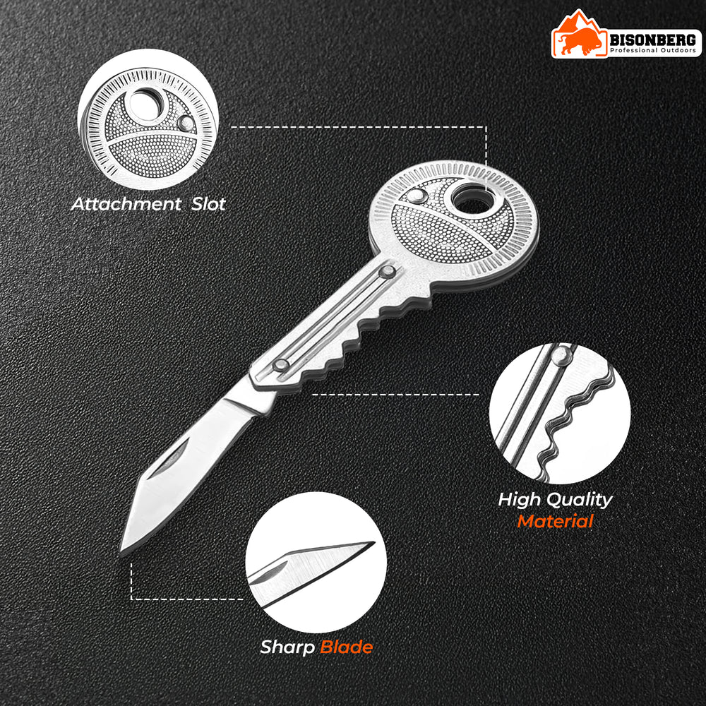 Key Pocket Knife, Stainless Steel Mini Cutter Tool for Unpacking, Camping, Multipurpose Use image 1