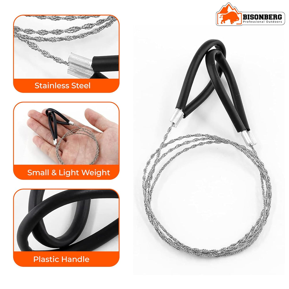 Bisonberg Tree Cutter wire Outdoor Emergency Survival trees cutter String Rope, Cable Chain Saw for Wood, Tree Limbs, PVC Pipe Cutting Tool - stainless steel Wire(1pcs) image 4