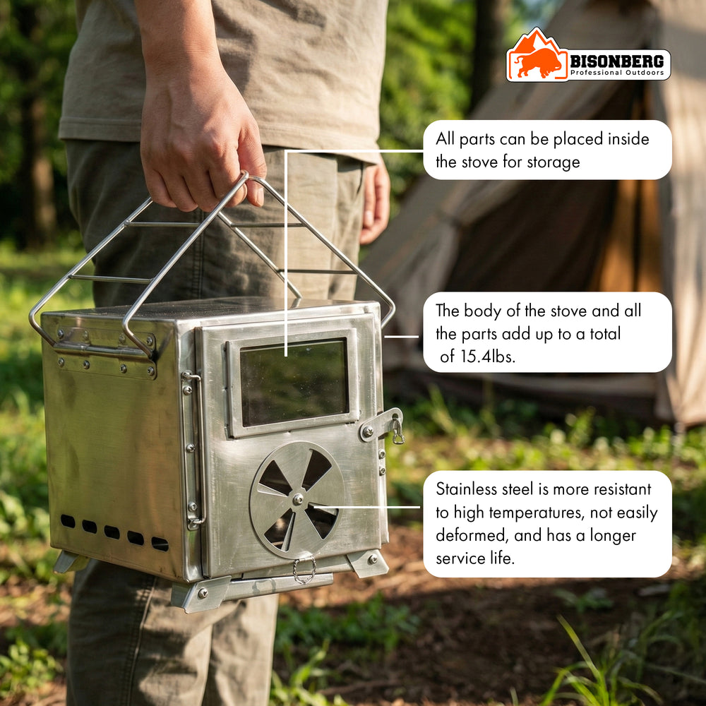 Stainless Steel Camping Wood Stove – Portable Outdoor Tent Heater & Cooker image 5