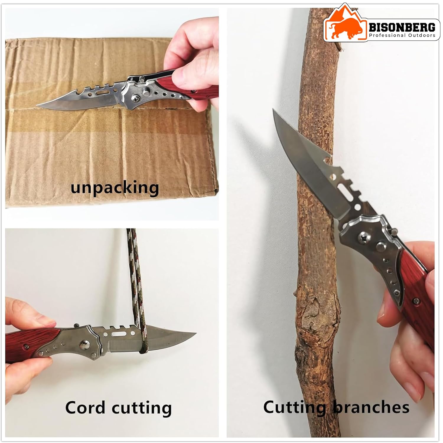 BISONBERG Kitchen Knife/Utility Knife for Kitchen Home Ideal for Portable -(with carabiner hook) image 3