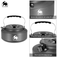 BISONBERG 1.6 L Portable Water Kettle Water Pot | Teapot Coffee | Tea Kettle Outdoor Camping Hiking Picnic Pot - Aluminum Alloy (Orange) image 3