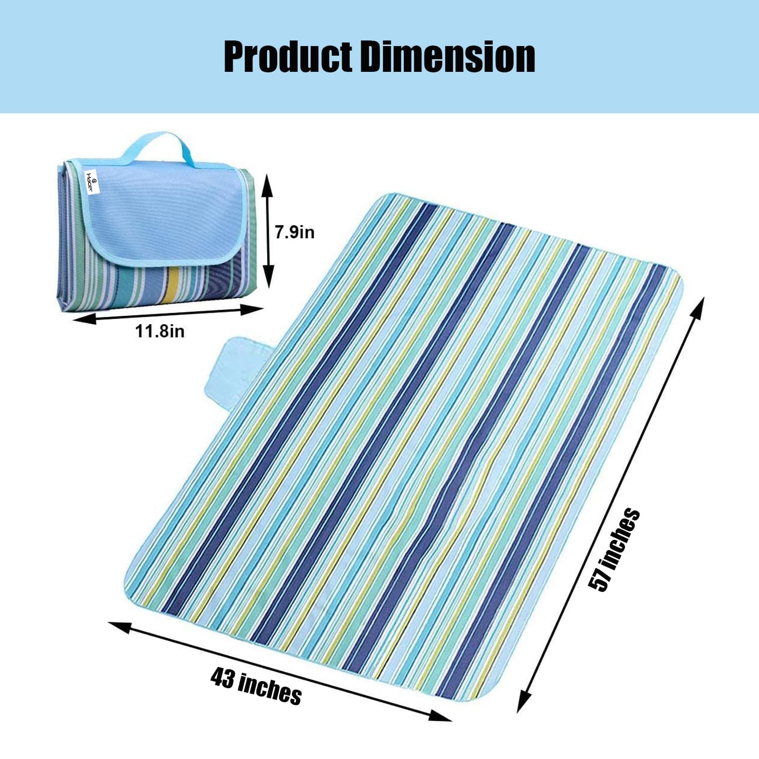 Outdoor Foldable Beach Picnic Mat/Camping mat Polyester, Waterproof & Sand Proof - 5X6.5 Feet Floral Blue (2 Person) image 1