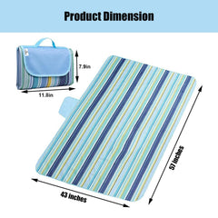 Outdoor Foldable Beach Picnic Mat/Camping mat Polyester, Waterproof & Sand Proof - 5X6.5 Feet Floral Blue (2 Person) image 1