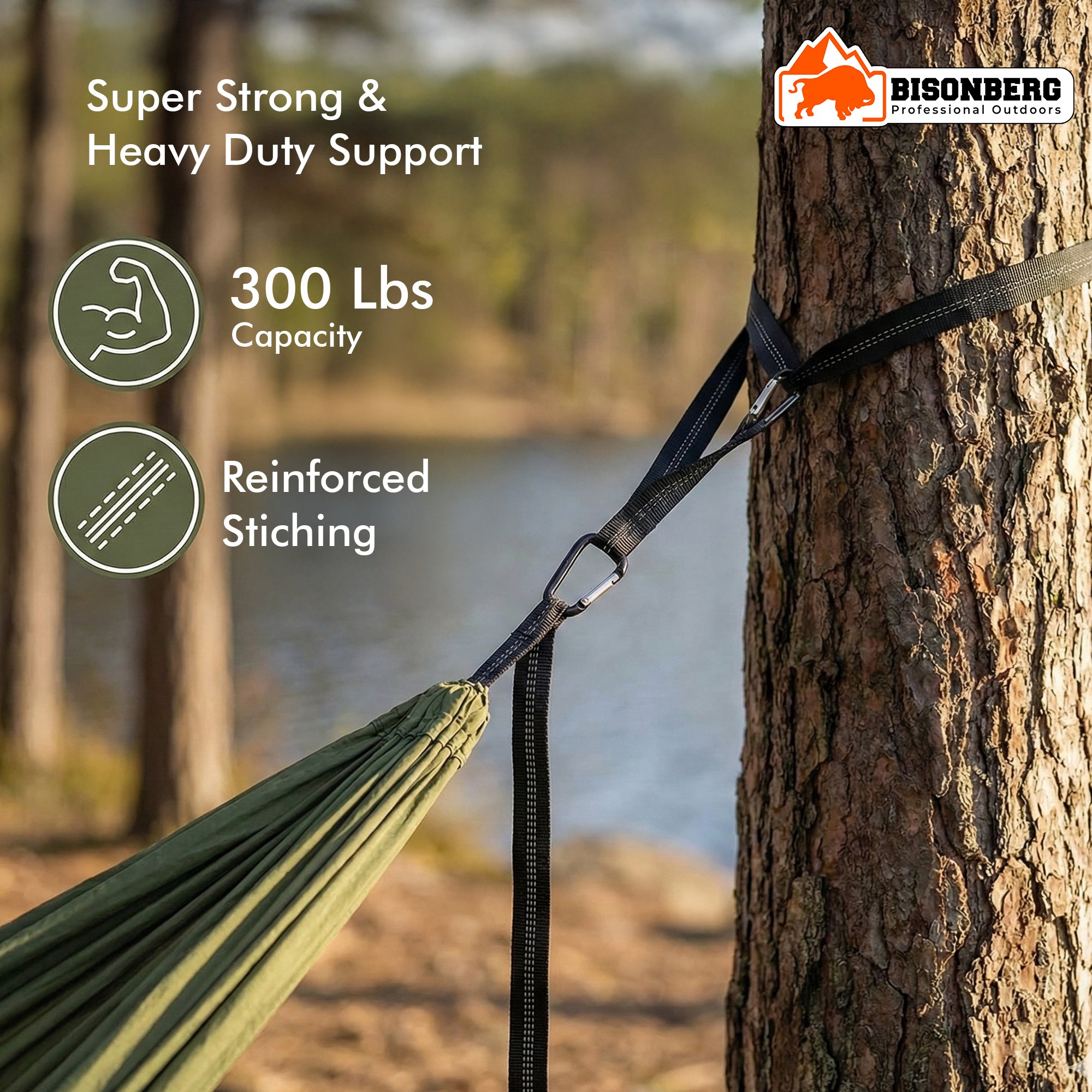 Outdoor Camping Hammock with Straps & Carabiners – Portable Lightweight Hammock image 5