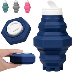 Collapsible Water Bottles 17oz BPA-Free Silicone Travel Sports Water Bottles Ultra Packable Foldable Portable Leakproof for Camping, Hiking Outdoor Indoor Sport - Blue image 0