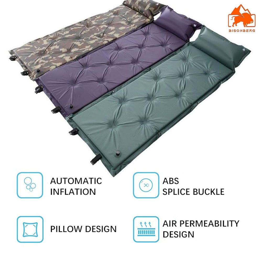 Camping Outdoor Single Foldable Roll Up Memory Foam Sleeping Pad Air Bed Self Inflatable Camping Mattress for Tent, Multicolour image 8