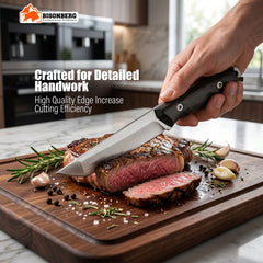 Bisonberg Fixed Blade Bushcraft Knife with Leather Sheath | Stainless Steel Camping & Outdoor Utility Knife
