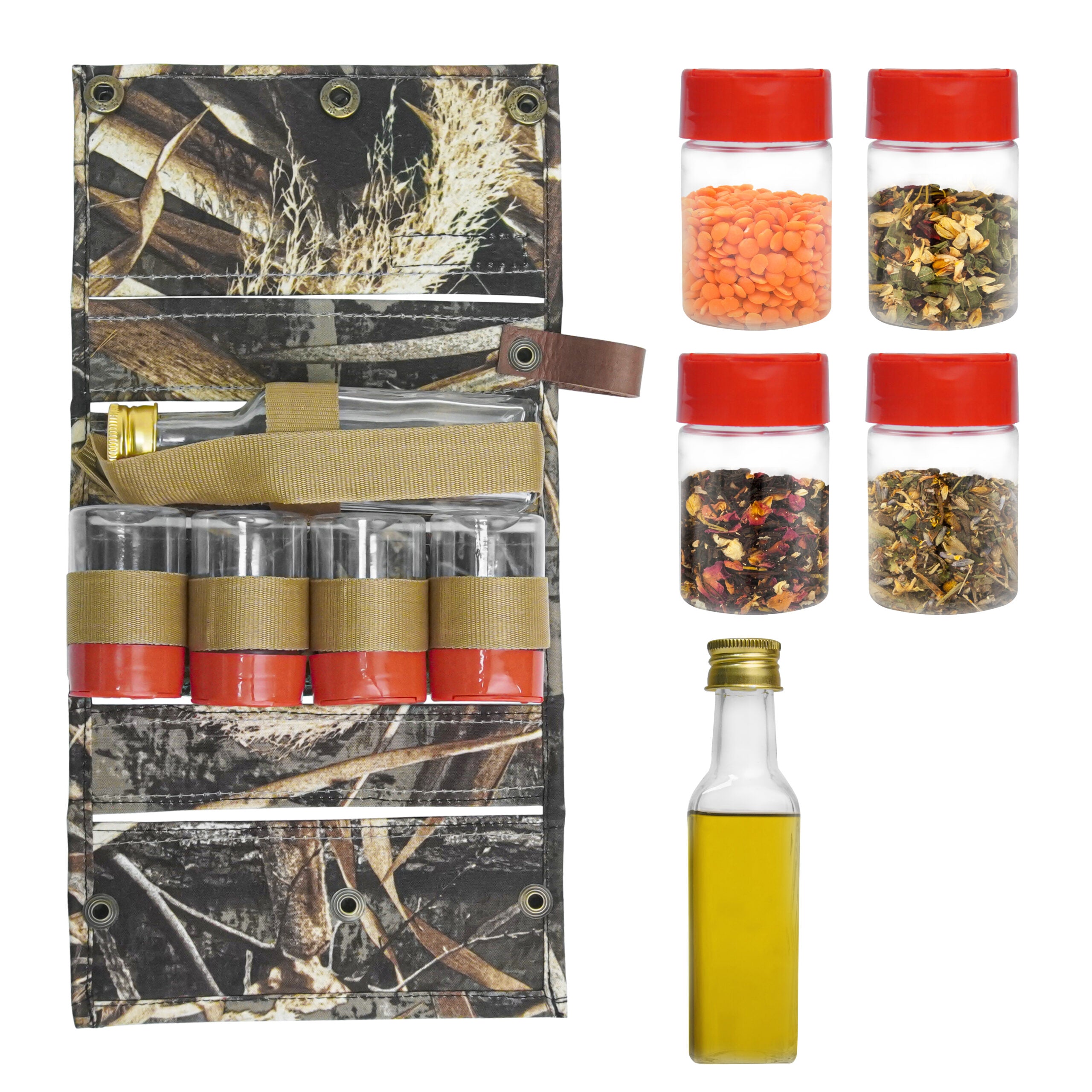 Bisonberg 5Pcs Plastic 5 Storage Compartments Travel Spice Container Masala jar Spice Container Camping Spice Kit image 0