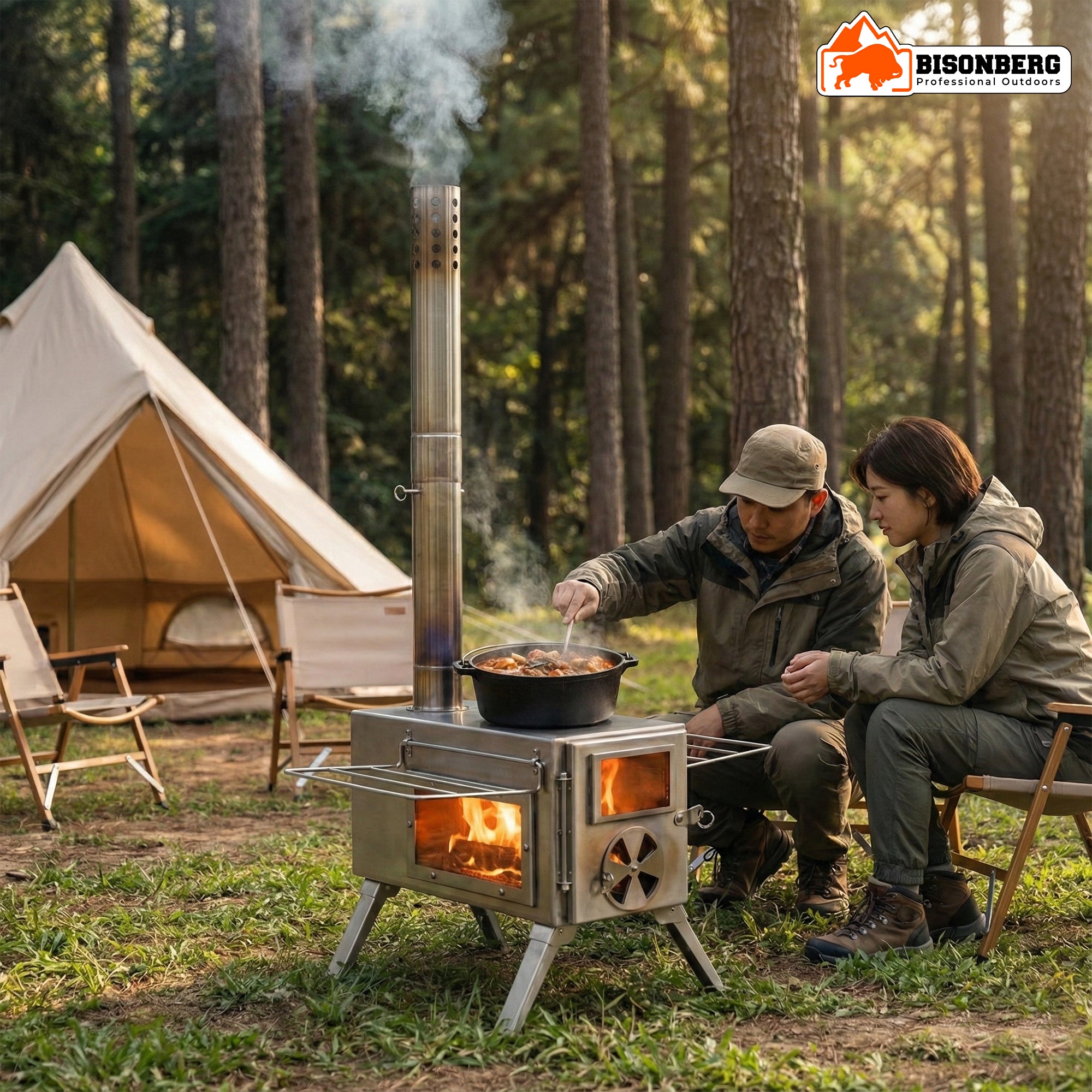 Stainless Steel Camping Wood Stove – Portable Outdoor Tent Heater & Cooker image 6