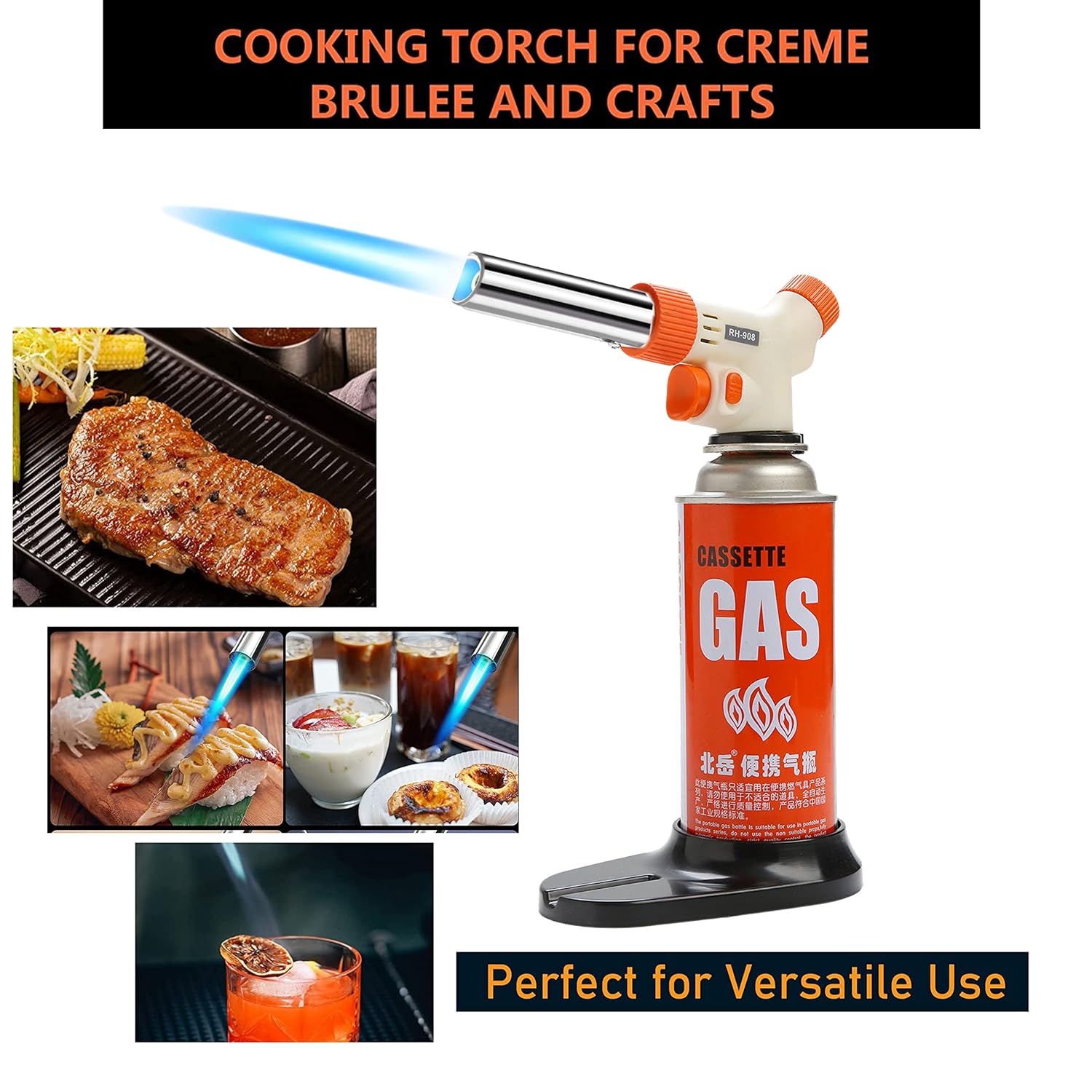 Cloudberry Blow Torch - Best Creme Brulee Torch - Refillable Professional Kitchen Torch with Safety Lock and Adjustable Flame Baking Pastries Desserts image 6