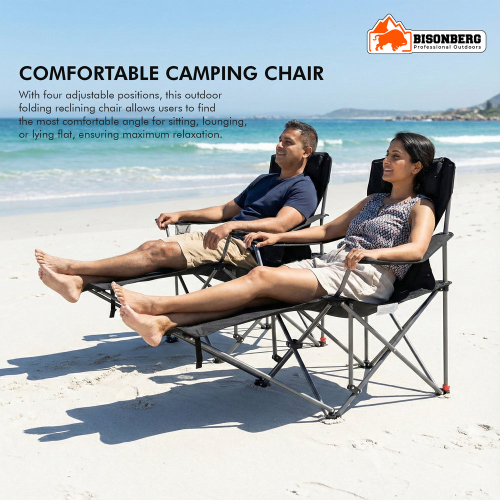 Reclining Camping Chair with Footrest – Portable Outdoor Lounge Seat image 2