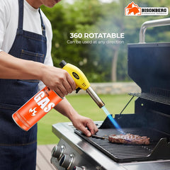 Cloudberry Automatic Camping Gas Torch Blowtorch Welding Flame Gun Food Gun Butane Gun Torch with Butane Gas Canister 225 GM (Flame Gun with 2 Butane Canister) image 1