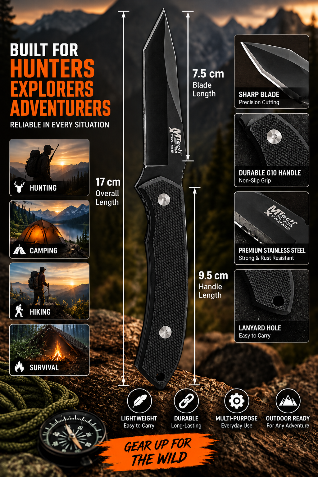 BisonbergBISONBERG |Professional Refurbished Fixed Blade , Rugged • Reliable • Adventure And Camping, Outdoor Knife