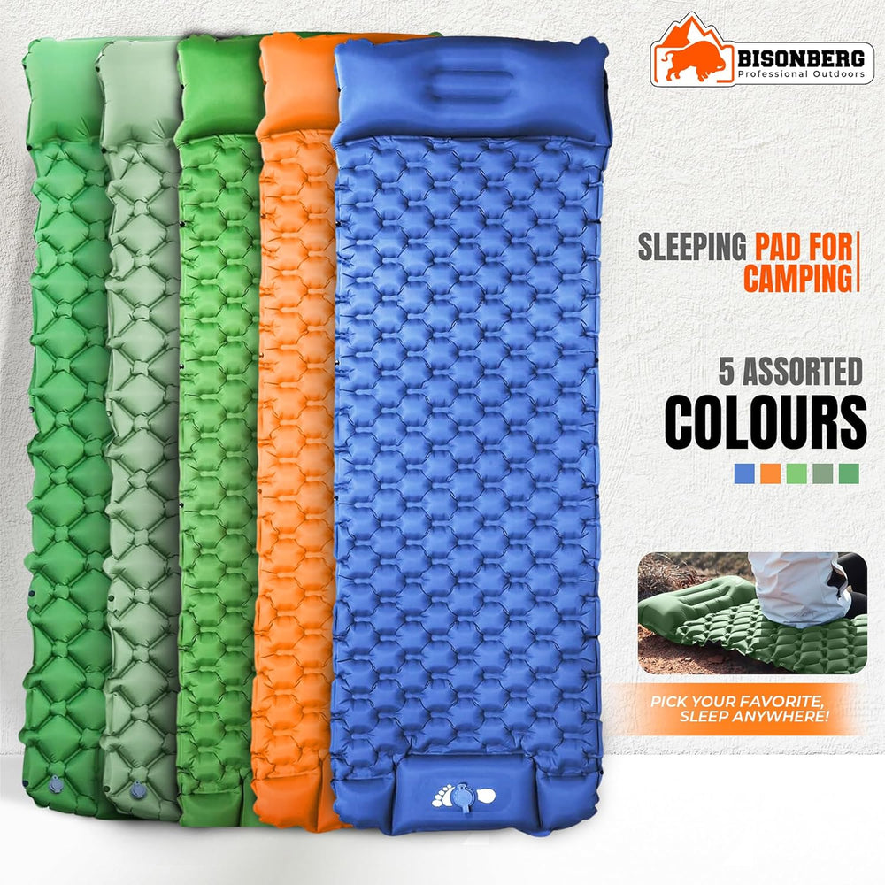 Sleeping pad for Camping, Mat with Built-in Foot Pump & Pillow, Inflatable Air Mattress, Compact Sleeping pad, Sleeping Mat for Hiking Traveling Tent image 2