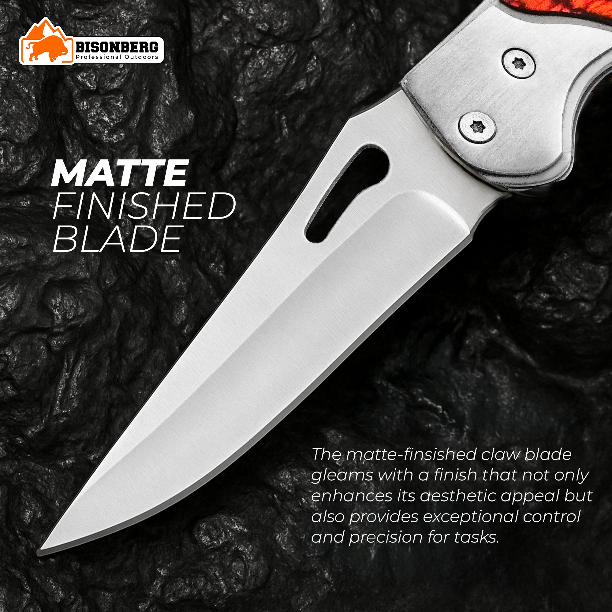 Bisonberg Premium Folding Pocket Knife with Stainless Steel Blade and Polished Wooden Handle – Compact EDC Tool with Keychain Loop image 1