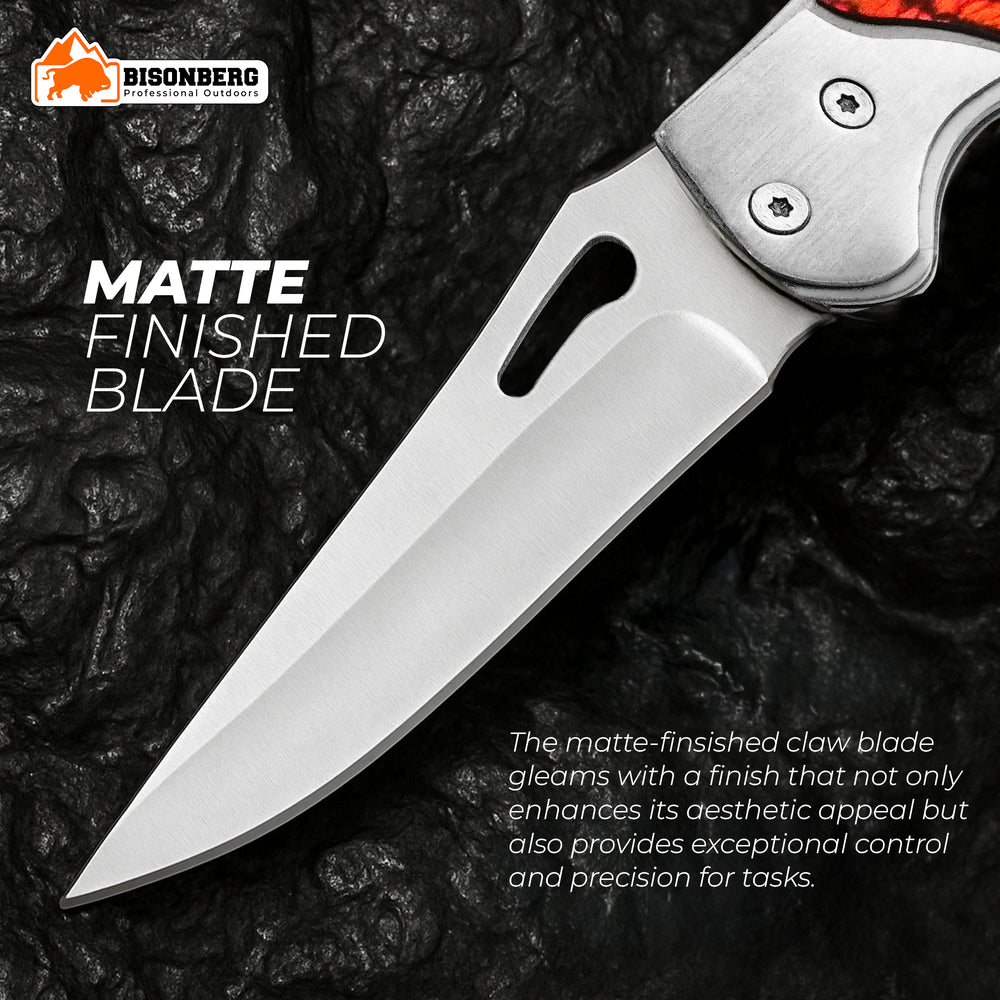 Bisonberg Premium Folding Pocket Knife with Stainless Steel Blade and Polished Wooden Handle – Compact EDC Tool with Keychain Loop image 1