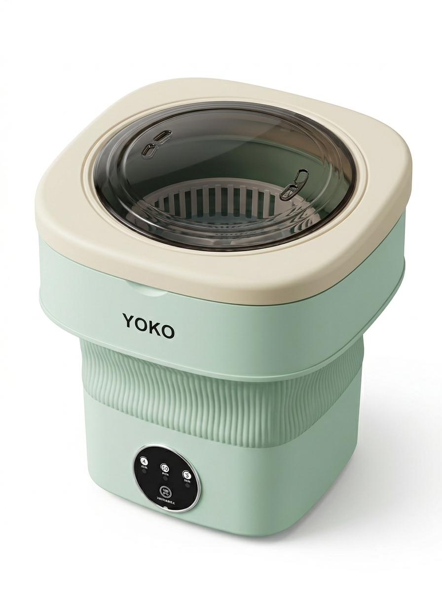 Portable Mini Washing Machine with Spin Basket – Foldable Compact Laundry Washer (YOKO) for Travel, Home & Camping image 0