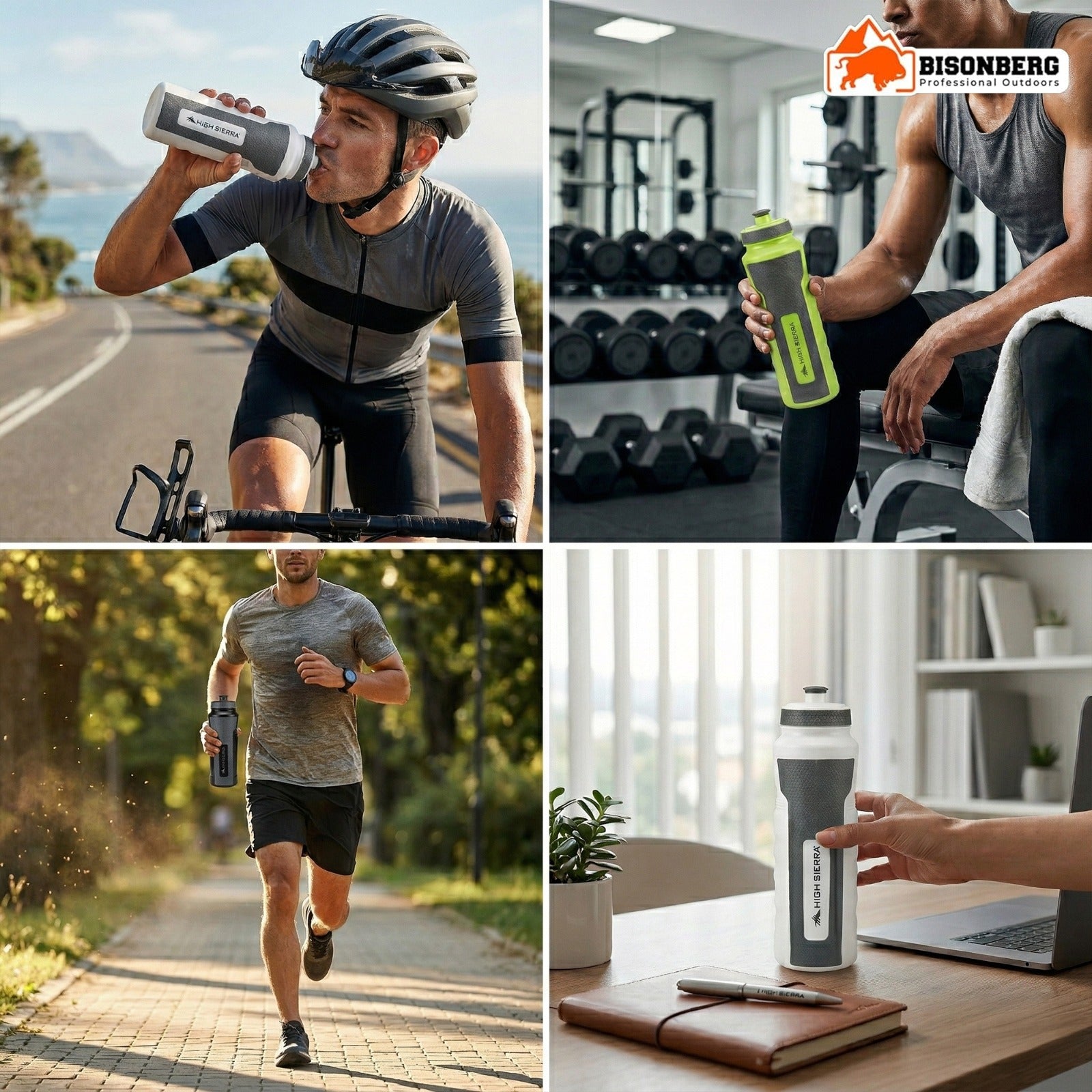 Premium Sports Water Bottle | Leakproof Squeeze Bottle | BPA-Free Gym & Cycling Hydration Bottle (Black/Grey) image 5