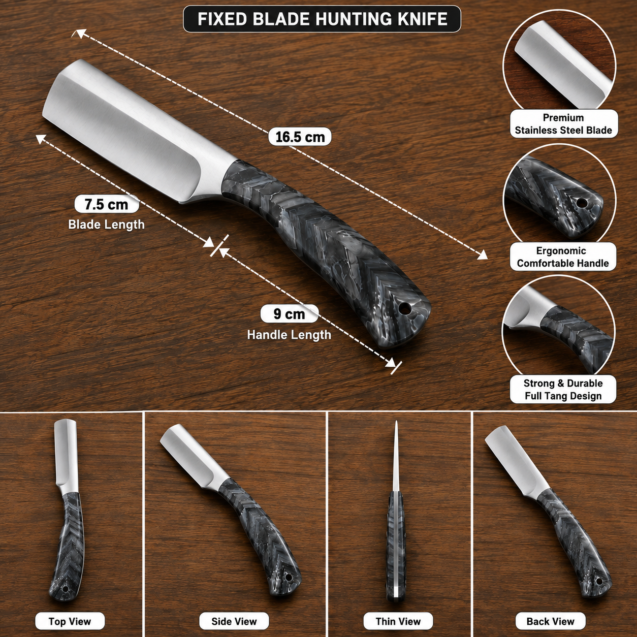 Bisonberg l Fixed Blade  Knife ,Outdoor Camping & Survival Knife