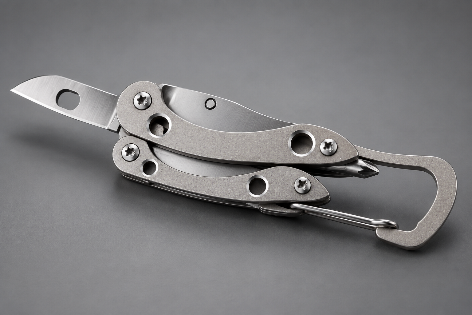 BISONBERG Premium Stainless Steel Compact Multi-Tool | Folding Utility Knife with Carabiner