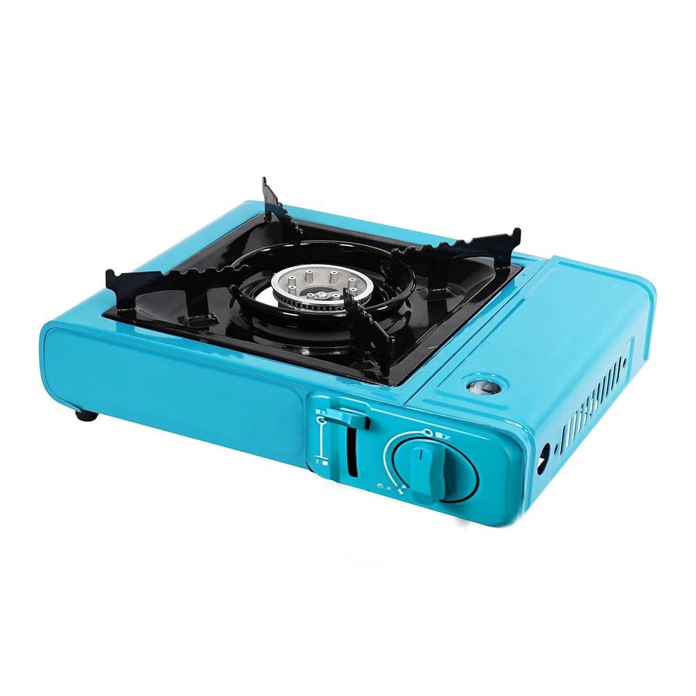 Alloy Steel Camping Portable Open Gas Stove Use Butane Gas Can As Chulha For Outdoor Travel Stove,Tracking (Blue) (Stove With Case) image 1
