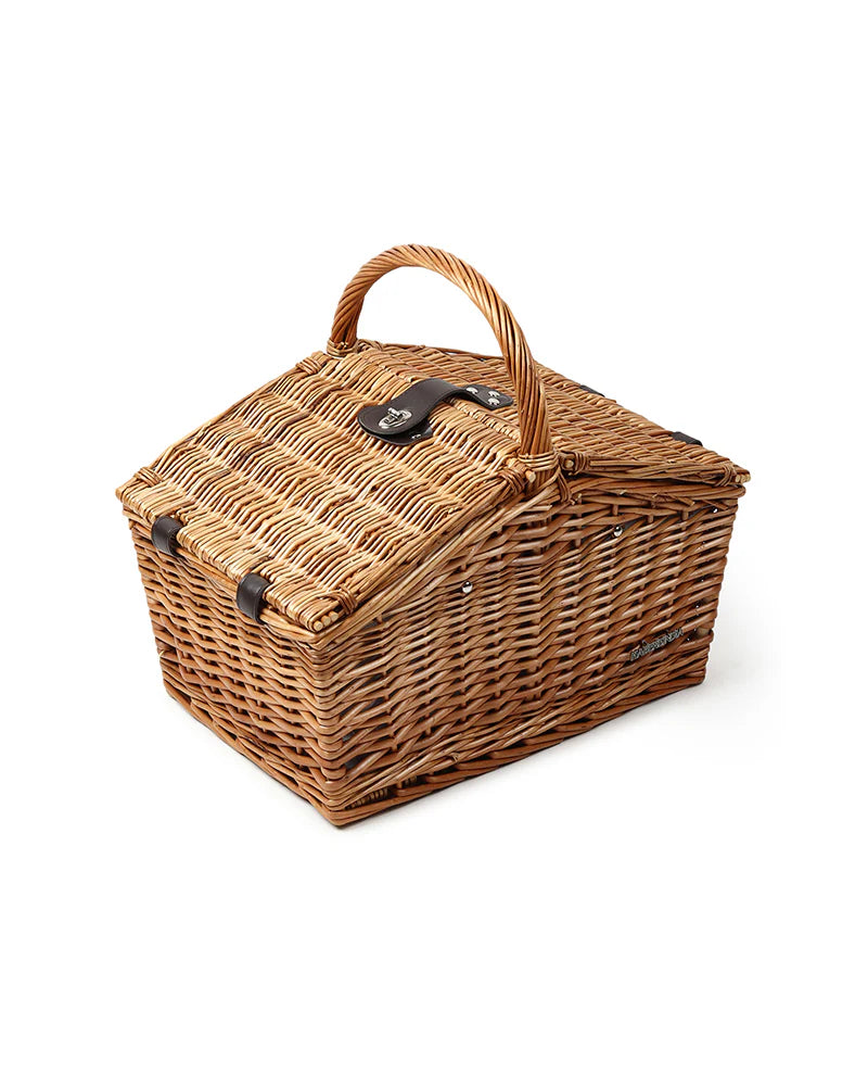 Handwoven Wicker Picnic Basket with Lid & Carry Handle | Rustic Storage & Outdoor Camping Basket image 2