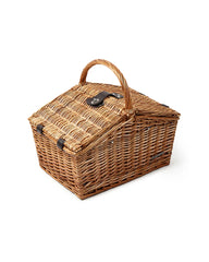 Handwoven Wicker Picnic Basket with Lid & Carry Handle | Rustic Storage & Outdoor Camping Basket image 2