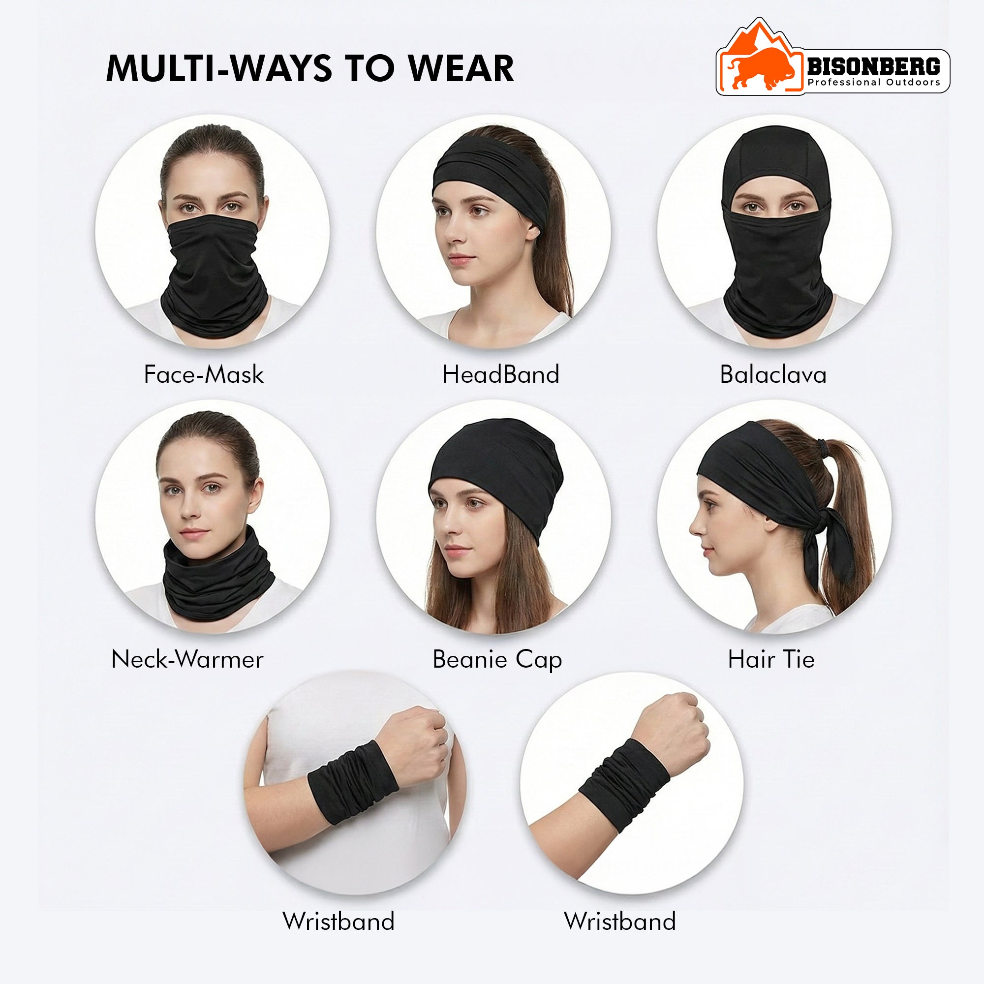 Black Neck Gaiter (Bandana) – Multifunctional Outdoor Face & Head Wrap image 2