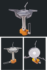 Camping Stove Burner | Portable Gas Stove | Butane Gas Burner For Outdoor Camping, Hiking, Picnic, Mini gas stove, Stainless Steel body | Folding Furnace, Camping Equipment With Pouch A12 image 1