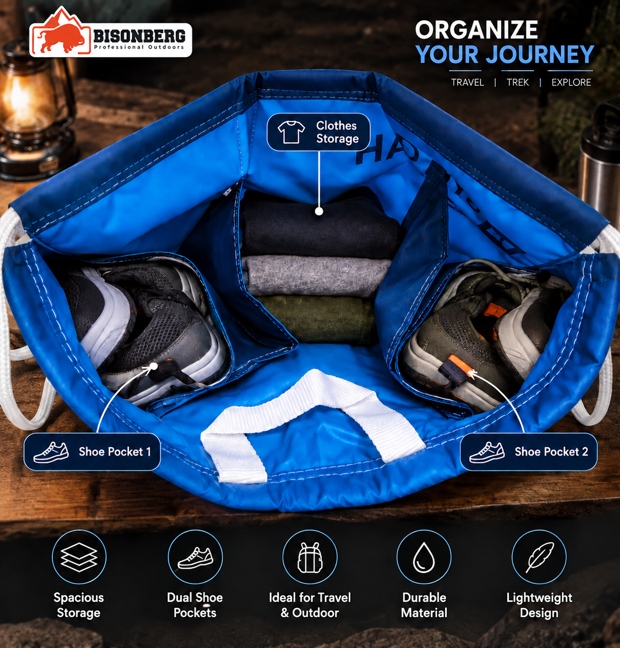 Bisonberg Waterproof Gym Gear Travel Bag – 21 × 19 cm