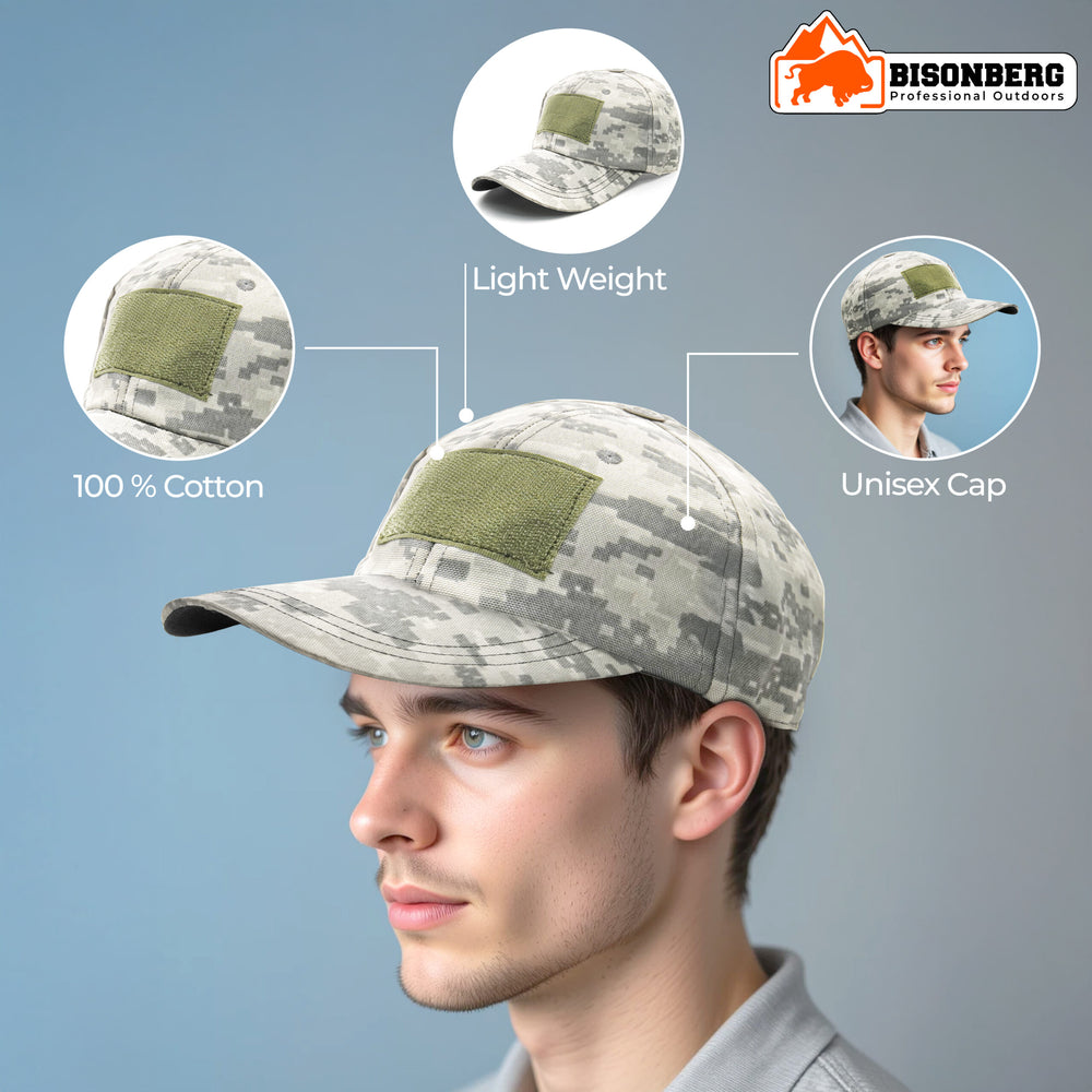 BisonBerg tactical hat, adjustable camo cap, men’s military cap image 1