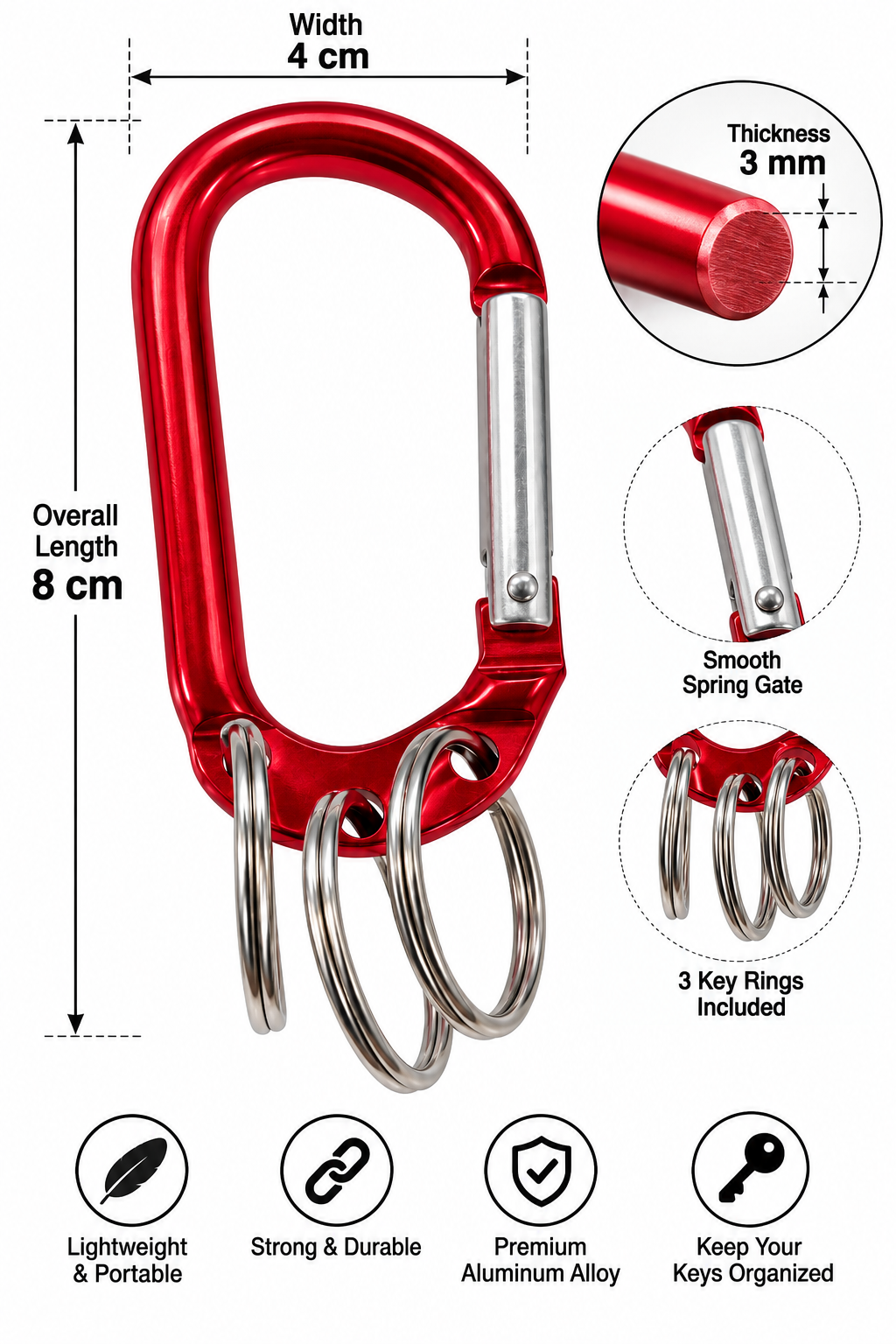 bisonberg|🔗 Aluminum Strong & Durable Heavy-Duty Outdoor Carabiner Clip