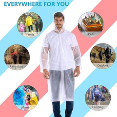 Rain Coat For Men & Women Universal Raincoat Knee Length waterproof hooded translucent eva Multicolour XL image 2