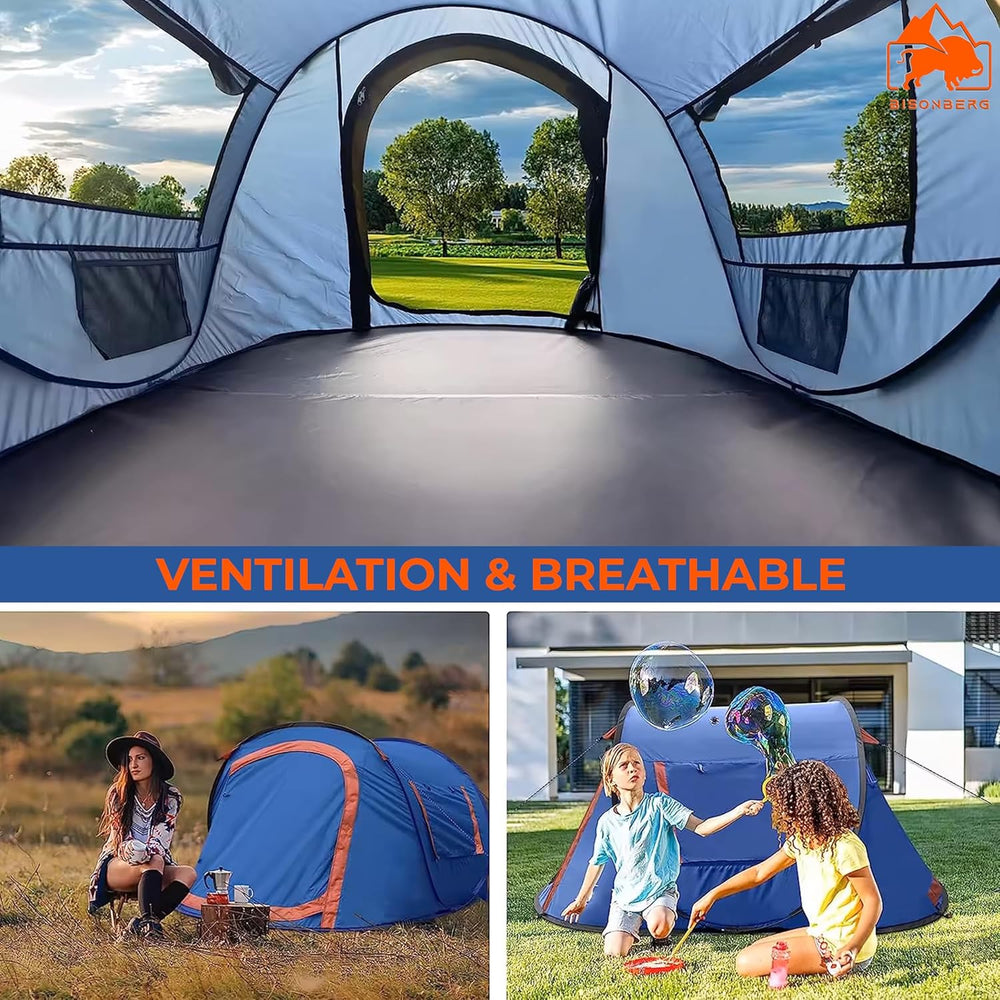 Polyester Camping Tent 2 Person Ultralight Easy Set Up and Carry Family Backpacking for Camping, Hiking, Outdoor Festivals, Car Trip, Blue,Red image 6