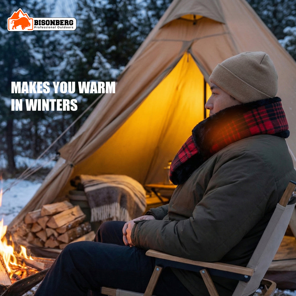 Bisonberg USB Powered Electric Heated Muffler Scarf for Winter | Soft Fur Lined | Adjustable Heat Levels | Ideal for Camping, Travel & Extreme Cold image 2