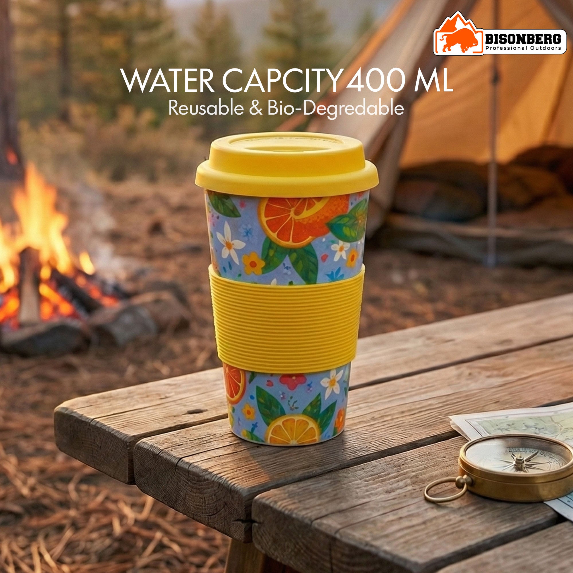 Reusable Travel Coffee Cup – Eco-Friendly Bamboo Fiber Mug with Lid image 3