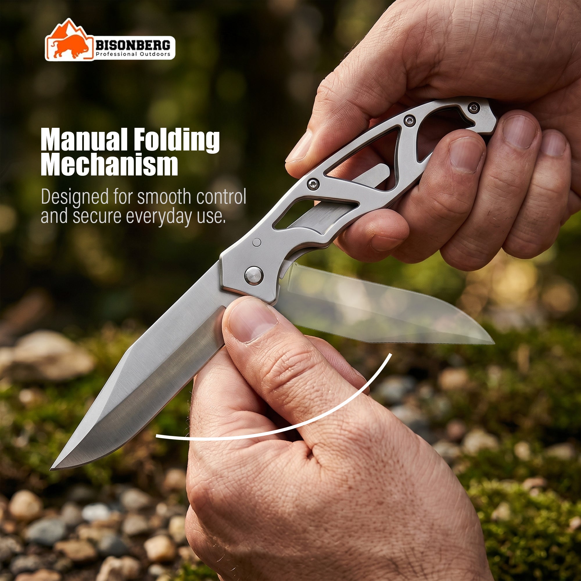 Bisonberg Stainless Steel Folding Pocket Knife | Compact EDC Camping & Outdoor Utility Knife (5.2 Inch)