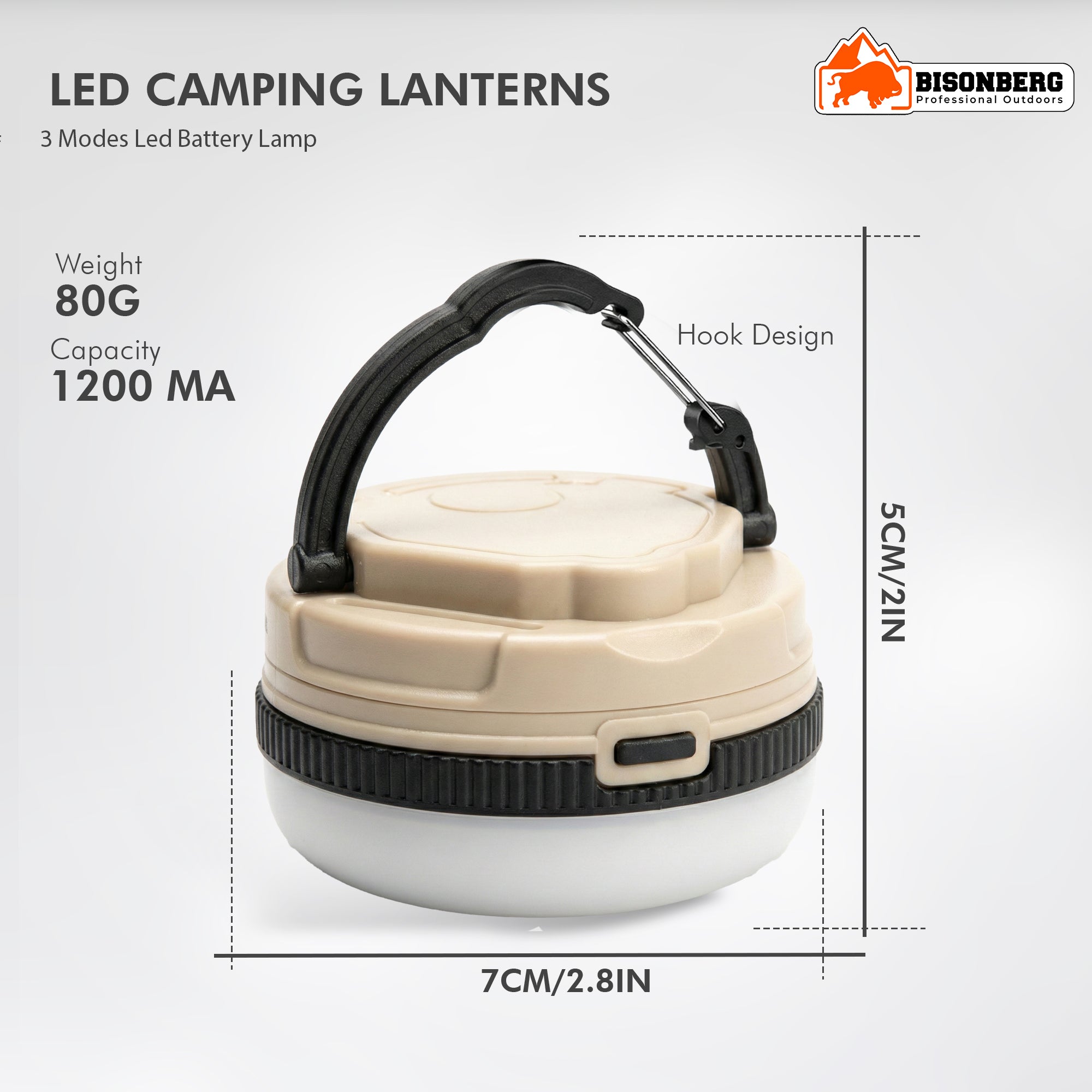 Bisonberg LED Camping Lantern – Portable Hanging Tent Light with 3 Modes (Battery Powered) image 5