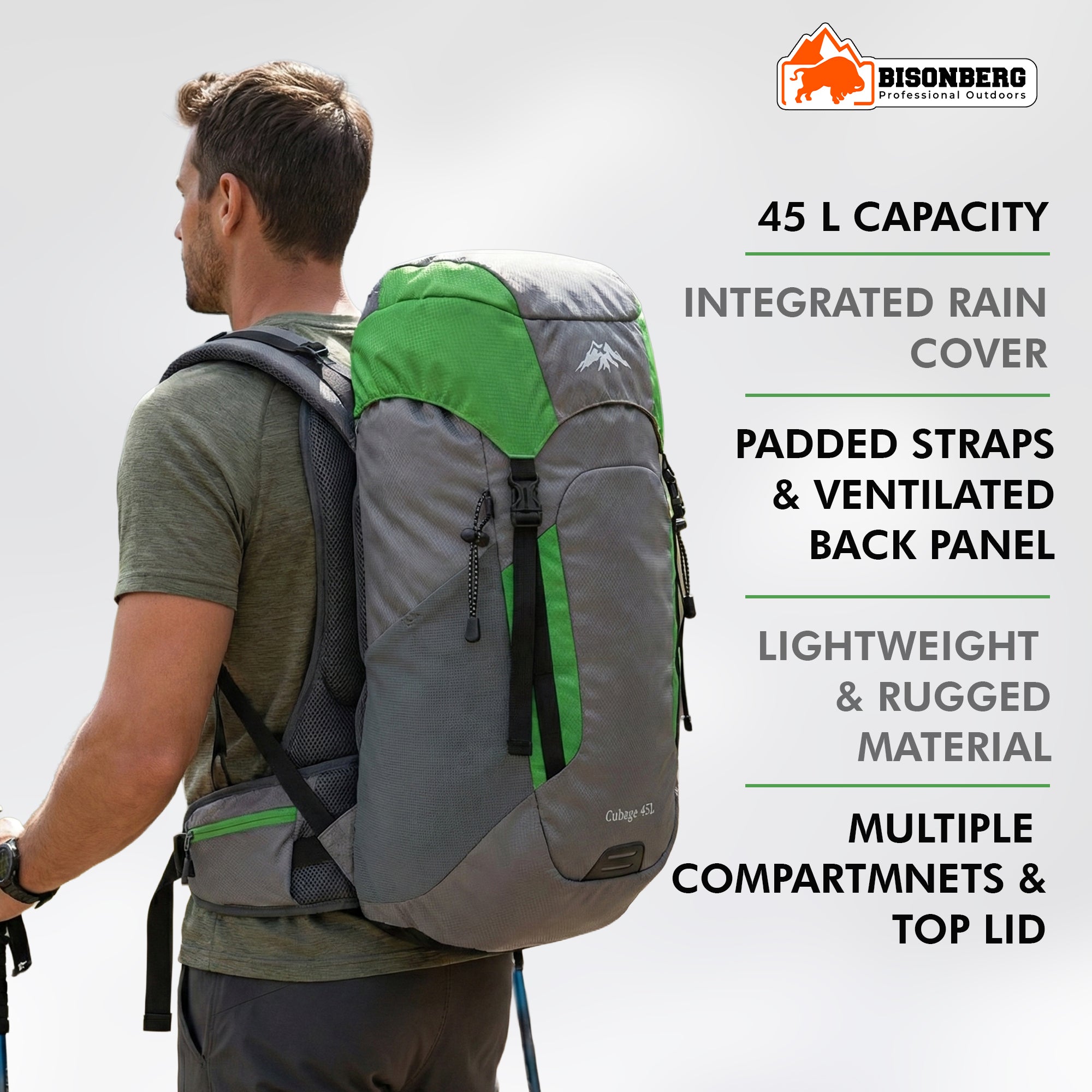 45L Hiking Backpack Waterproof Travel Rucksack – Lightweight Trekking & Camping Bag image 5