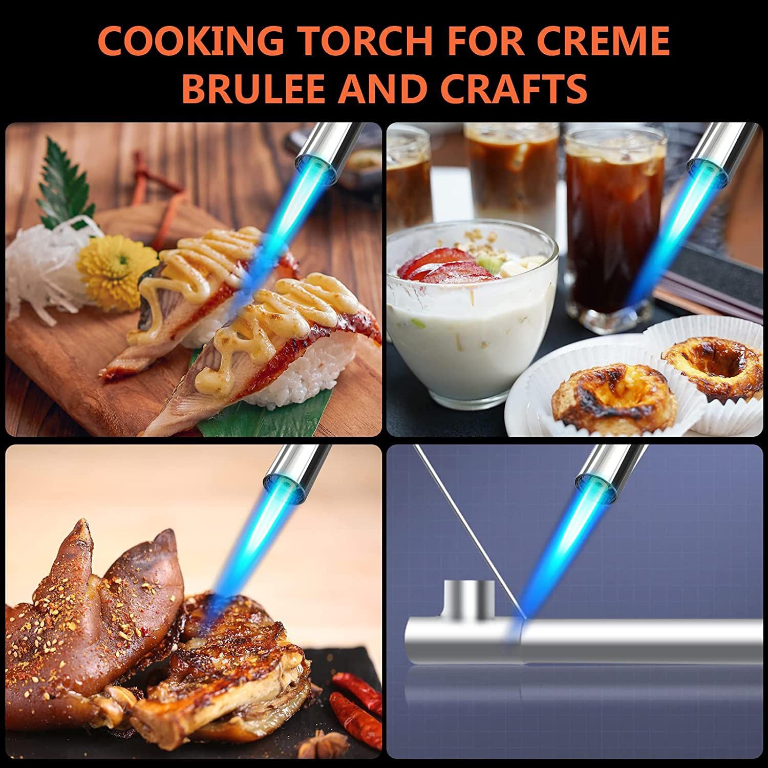 BisonBerg Automatic Camping Gas Torch Blowtorch Welding Flame Gun for Food With Butane Can image 2