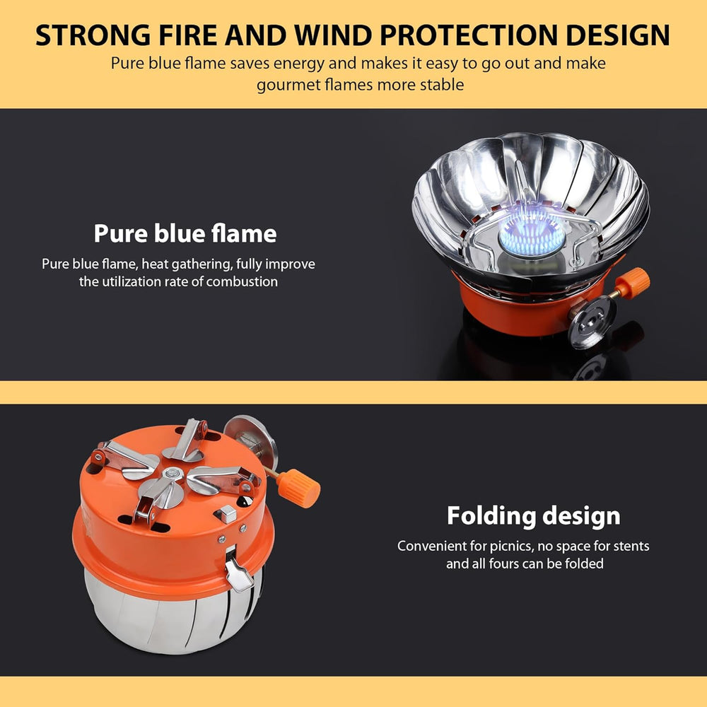 Camping Gas Stove Lightweight Folding Furnace Outdoor Metal Camping Stove For Picnic Cooking Gas Burners Folding Stove With Storage Bag - Stainless Steel A3 image 2