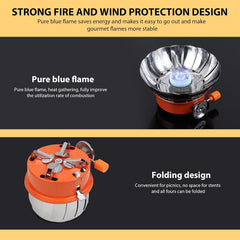 Camping Gas Stove Lightweight Folding Furnace Outdoor Metal Camping Stove For Picnic Cooking Gas Burners Folding Stove With Storage Bag - Stainless Steel A3 image 2