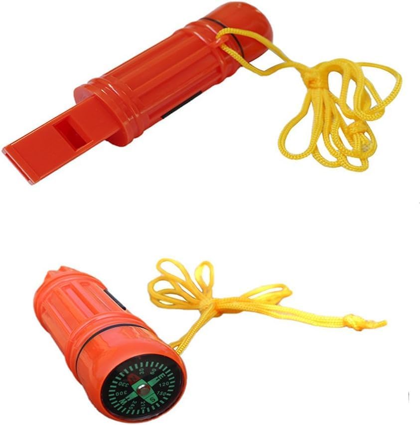 Emergency Survival Whistle Set - 5-in-1 Safety Kit with Compass, Flint, Waterproof Storage - Essential Outdoor Gear for Camping, Hiking, and Adventures (Orange) image 4