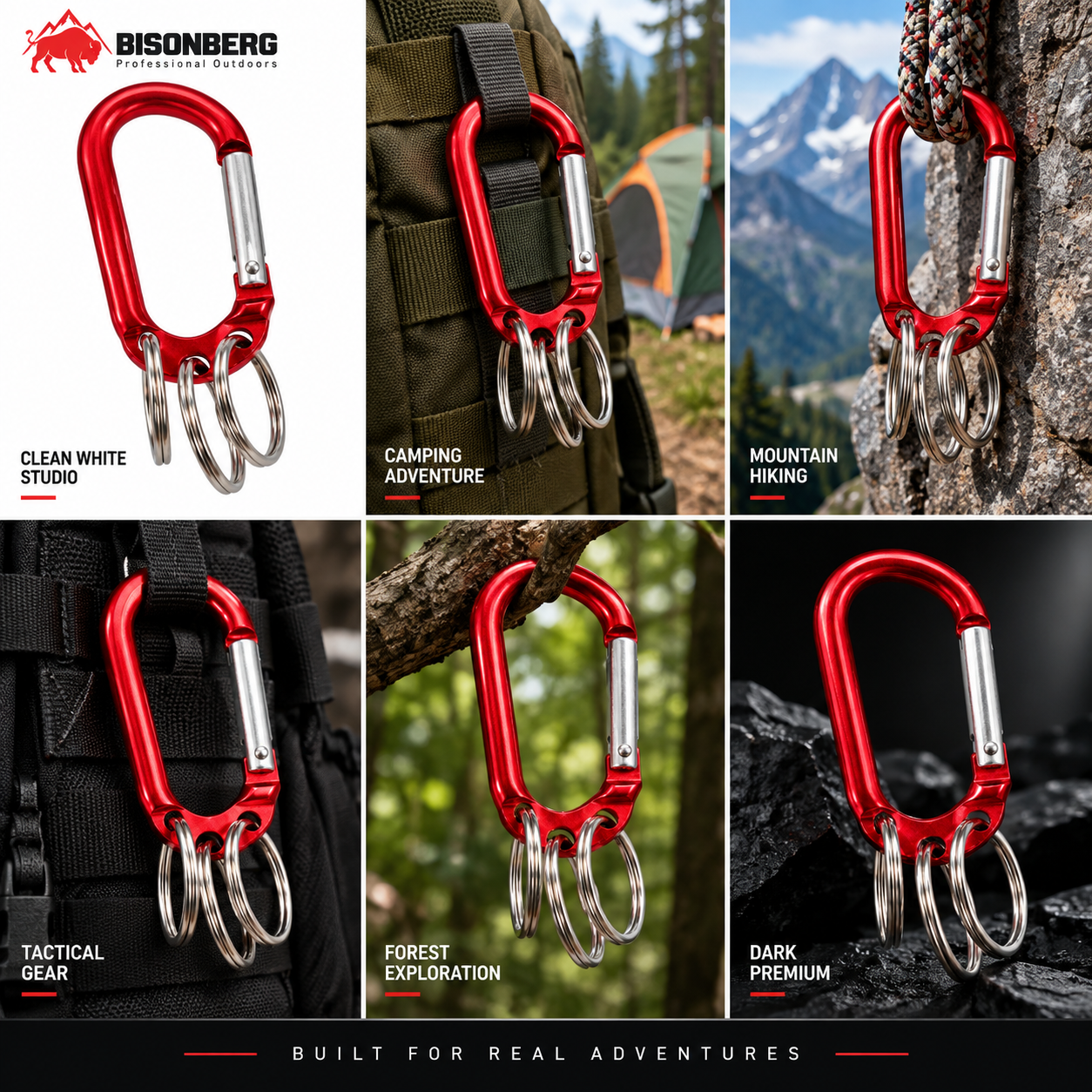 bisonberg|🔗 Aluminum Strong & Durable Heavy-Duty Outdoor Carabiner Clip