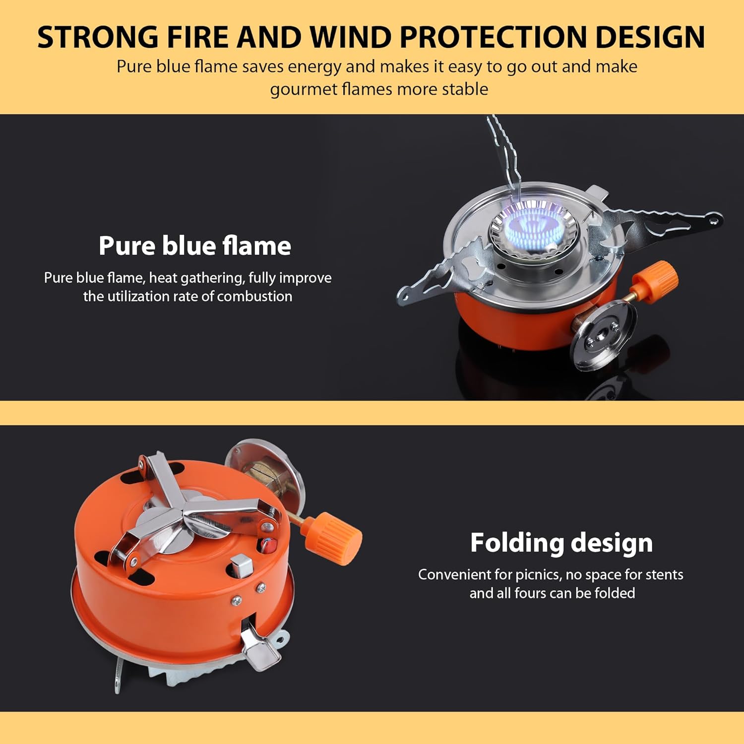 Camping Gas Stove Lightweight Folding Furnace Outdoor Metal Camping Stove For Picnic Cooking Gas Burners Folding Stove With Storage Bag - Stainless Steel A5 image 2