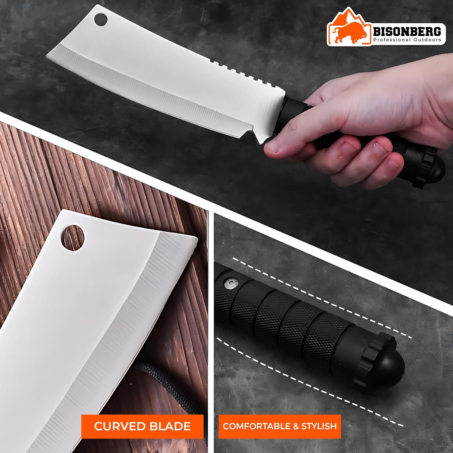 BISONBERG Kitchen Knife/Meat Knife for Kitchen Home & Outdoor Cooking Use Ideal for Portable, Travel - Silver image 4